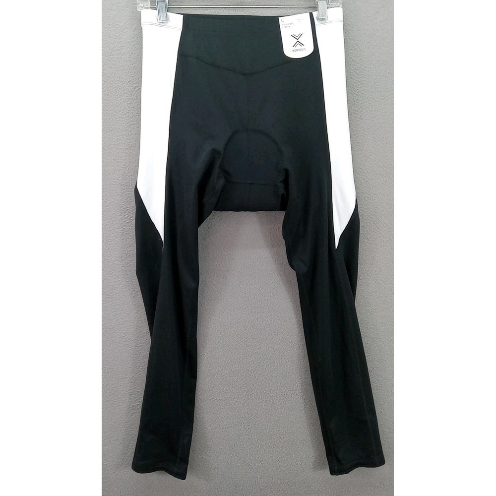 Xersion Women's Cycling Full Length Leggings Padded Bottom Sz L Black NEW w/tags